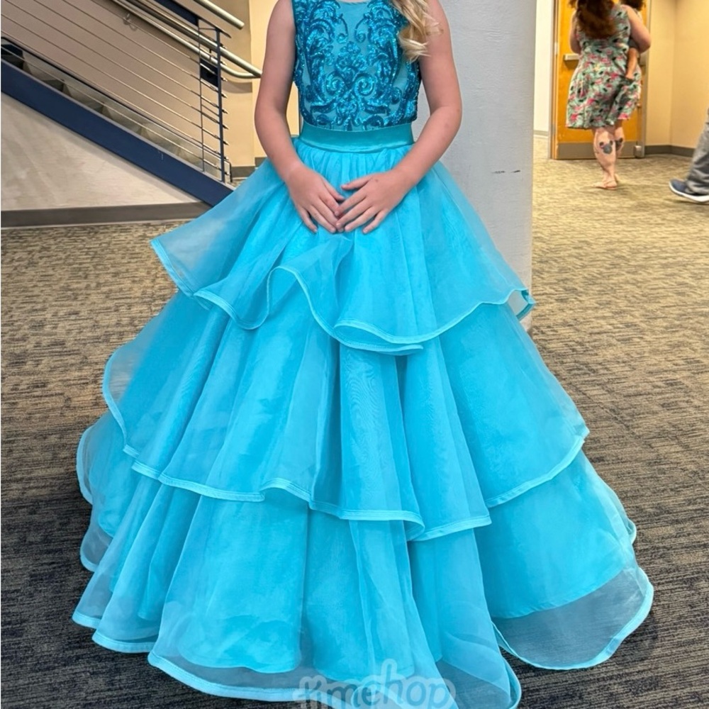 Elegant Turquoise Beaded Gown